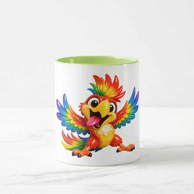 Colorful Tropical Bird Illustration Mug (Center)