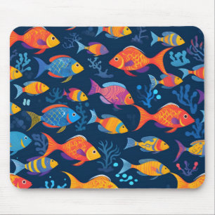 Colorful tropical fish mouse mat