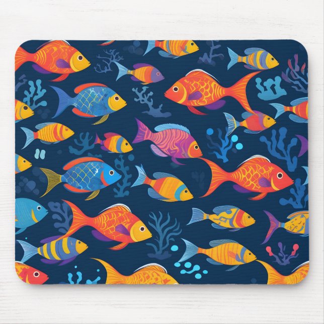 Colorful tropical fish  mouse mat (Front)