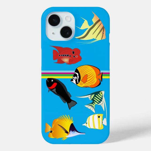 Colorful Tropical Fish on Blue Phone Case (Back)