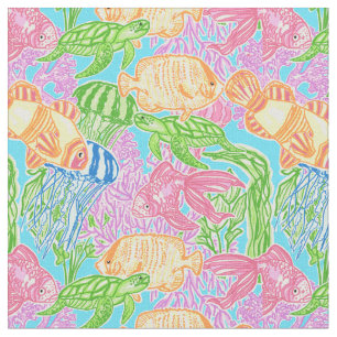 Colorful Tropical Fish Pattern Fabric