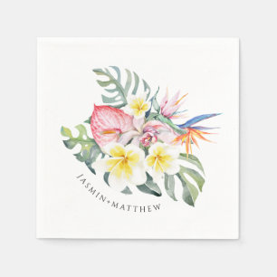 Colorful Tropical Floral Botanical Wedding Napkin