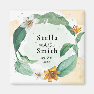 Colorful Tropical Floral Wedding Magnet