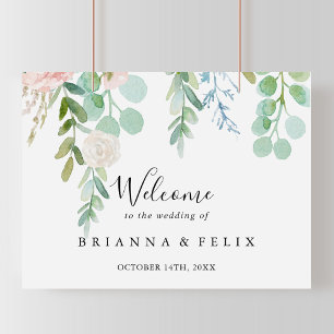 Colorful Tropical Floral Wedding Welcome Sign