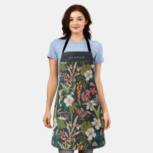 Colorful Tropical Flower Pattern Apron
