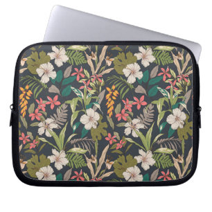 Colorful Tropical Flower Pattern Laptop Sleeve