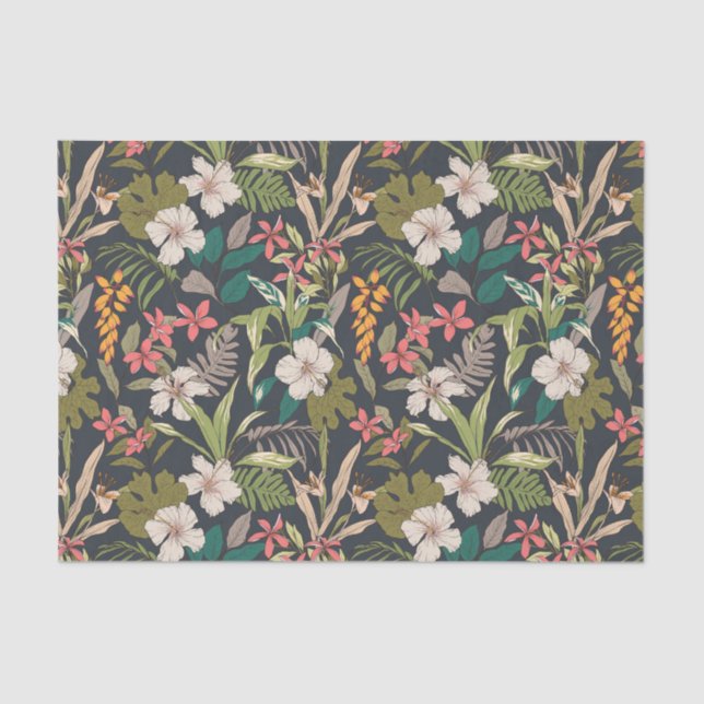 Colorful Tropical Flower Pattern Tissue Paper (Front)