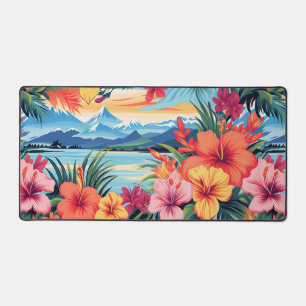 Colorful Tropical Flowers & Landscape Desk Mat