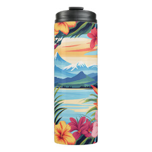 Colorful Tropical Flowers & Landscape Thermal Tumbler