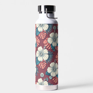 Colorful tropical flowers water bottle