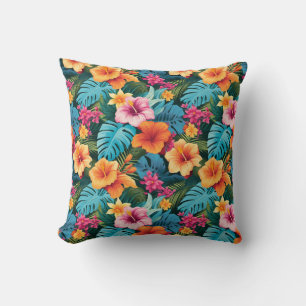 Colorful Tropical Foliage Pattern Cushion