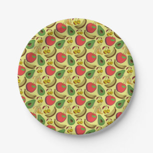 Colorful tropical fruit seamless pattern paper plate