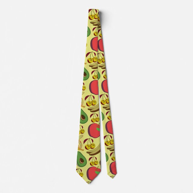 Colorful tropical fruit seamless pattern tie (Front)