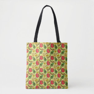 Colorful tropical fruit seamless pattern tote bag