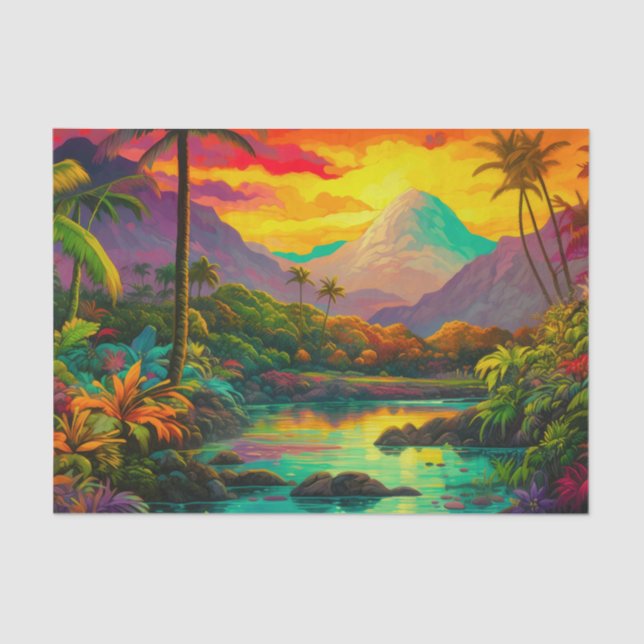 Colorful Tropical Island Paradise   Tissue Paper (Front)