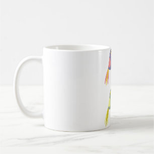 Colorful tropical parrot pattern coffee mug