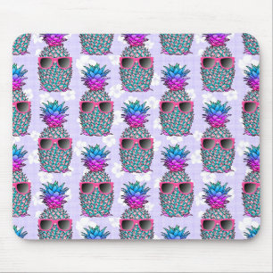 Colorful Tropical Pineapple Purple Floral Mouse Mat