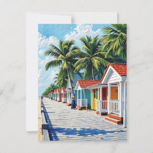 Colorful Tropical Vibrant Beach Huts Postcard