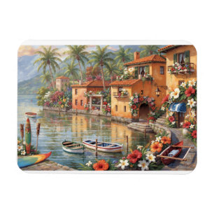 Colorful Tropical Waterfront Village Magnet