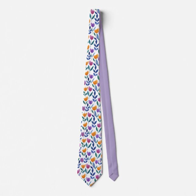 Colorful Tulip Floral Pattern Tie (Front)