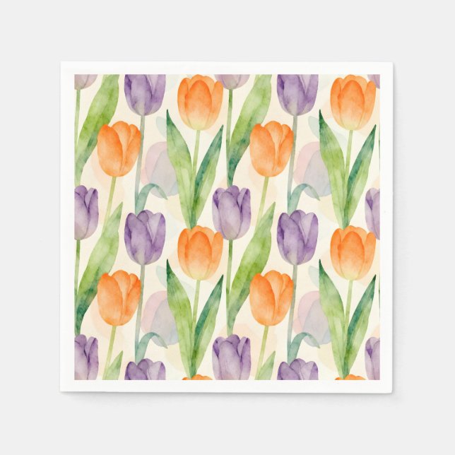 Colorful Tulip Pattern Napkin (Front)