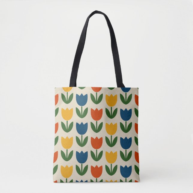 Colorful Tulip Pattern Tote Bag (Front)