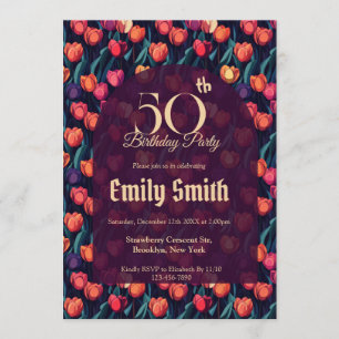 Colorful Tulip Themed Her Birthday Invitation
