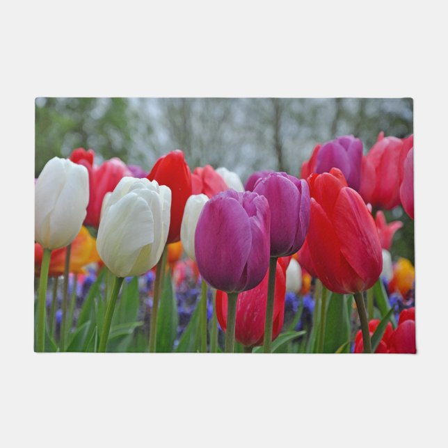 Colorful tulips beauty   doormat (Front)