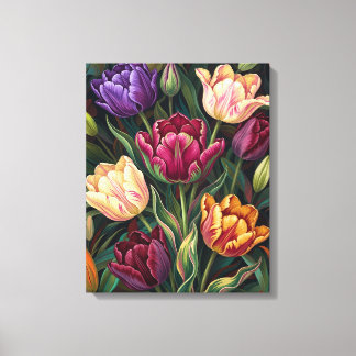 Colorful Tulips Floral Painting Canvas Print