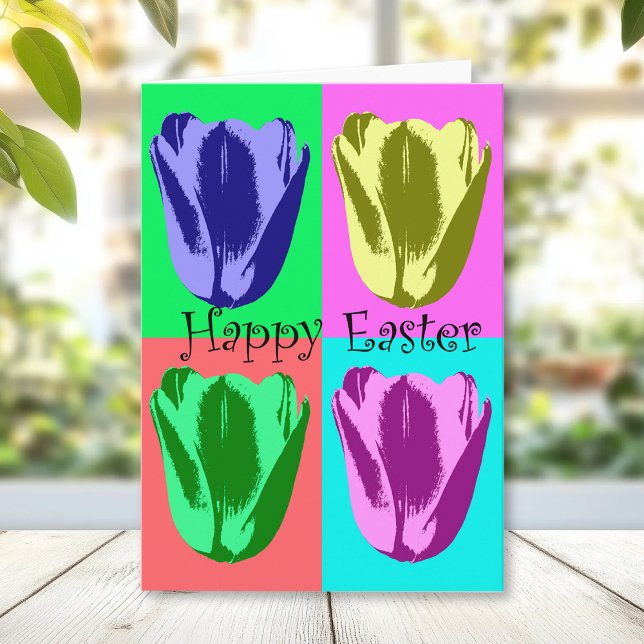 Colorful Tulips Happy Easter Happy Spring Holiday Card (Creator Uploaded)