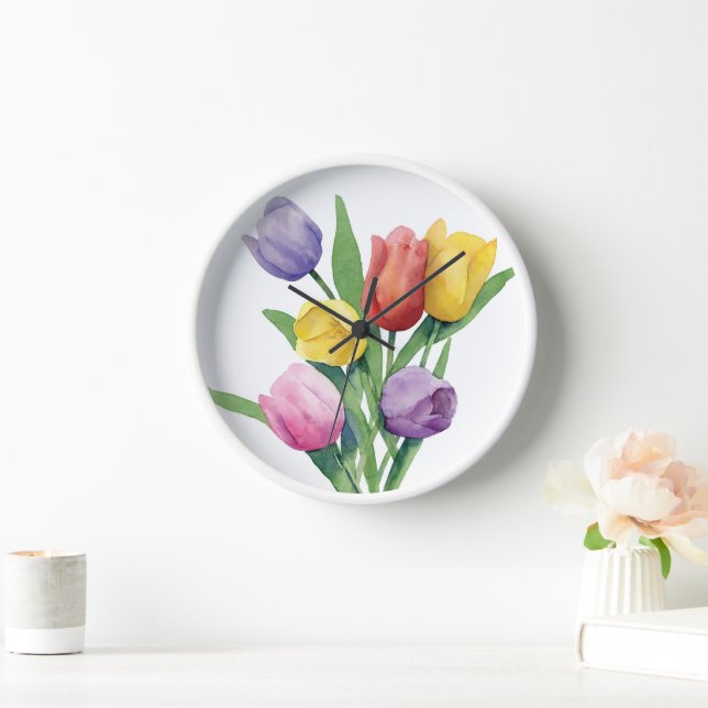 Colorful Tulips Wall Clock (Home)