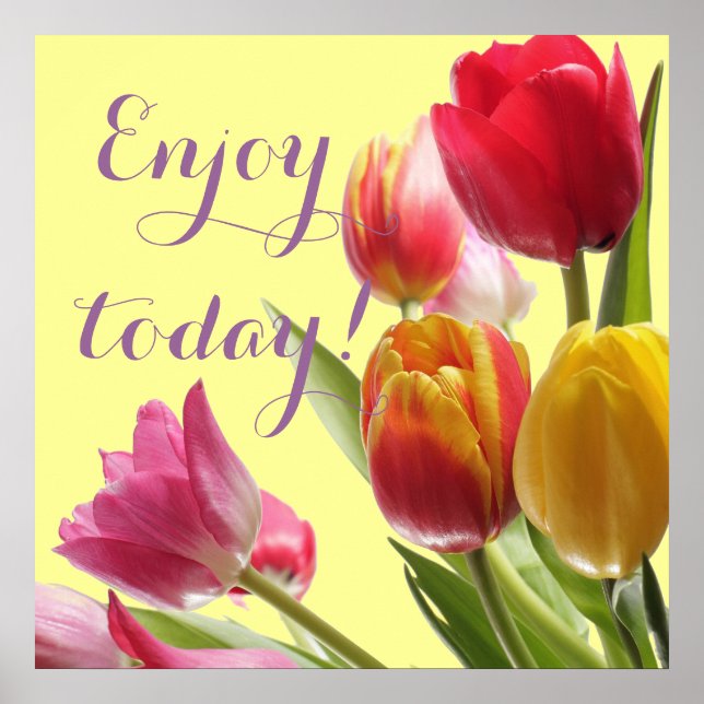Colorful Tulips with Customizable Quotation Poster (Front)