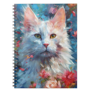 Colorful Turkish Angora cat Notebook