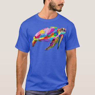 Colorful Turtle Floating sea Tortoise Geometric An T-Shirt