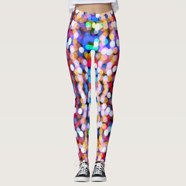 Colorful twinkling lights pattern leggings (Front)