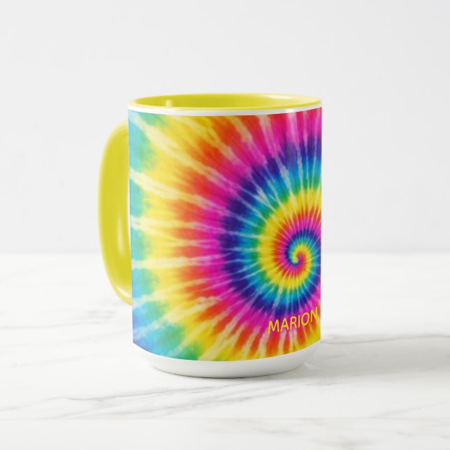 Colorful Tye-Dye Custom Name Gift Mug (Front Left)