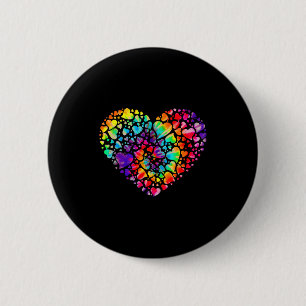 Colorful Tye Dye Die Tie Heart Valentines Day Gift 6 Cm Round Badge
