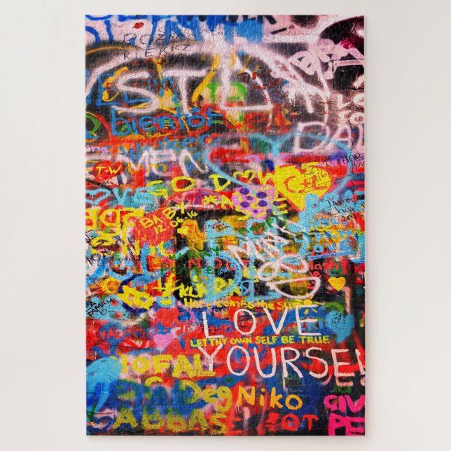 Colorful Typographic Graffiti Street Art Jigsaw Puzzle (Vertical)