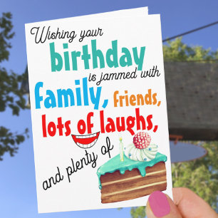 Colorful Typography Birthday Cake Best Wishes Card