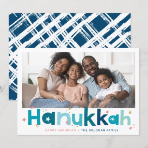 COLORFUL TYPOGRAPHY modern landscape photo blue Holiday Card