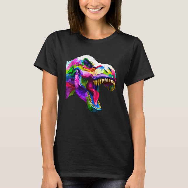 Colorful Tyrannosaurus Rex Graphic T-Shirt (Front)