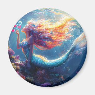 Colorful Underwater Mermaid Illustration Magnet