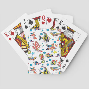 Colorful Underwater Sea Life Pattern Playing Cards