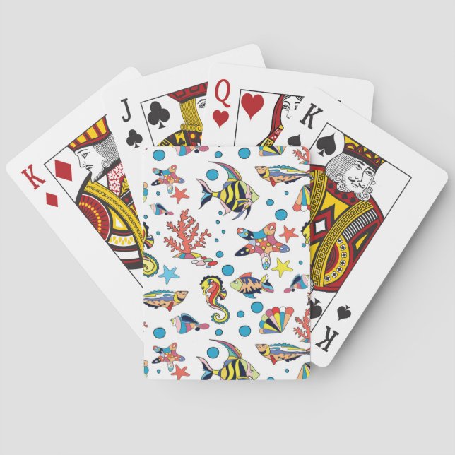 Colorful Underwater Sea Life Pattern Playing Cards (Back)