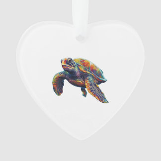 Colorful underwater sea turtle dreamlike beautiful ornament