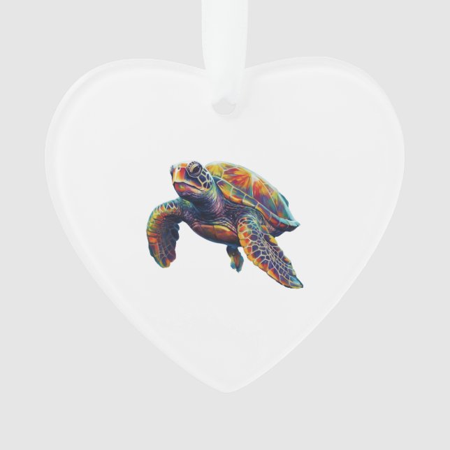 Colorful underwater sea turtle dreamlike beautiful ornament (Front)