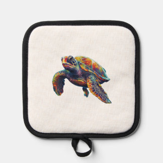 Colorful underwater sea turtle dreamlike beautiful pot holder