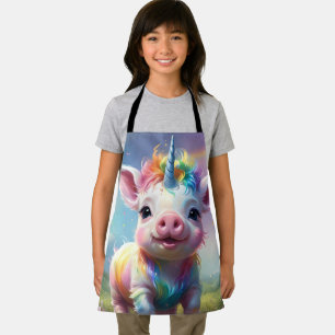Colorful Unicorn Baby Pig Acrylic Art, Apron