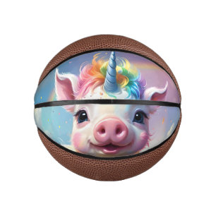 Colorful Unicorn Baby Pig Acrylic Art, Mini Basketball