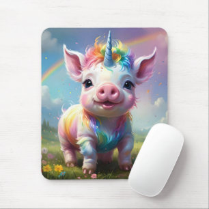 Colorful Unicorn Baby Pig Acrylic Art, Mouse Mat